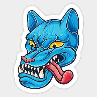 Crazy Blue Wolf Dog Sticker